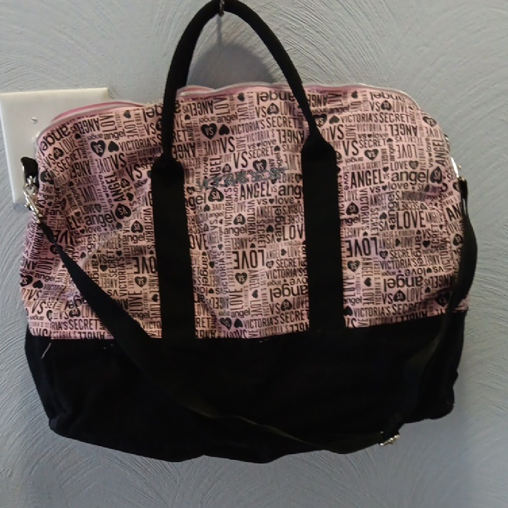 Victoria's Secret Graphic Pink and Black Travel Bag GUC